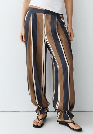Massimo Dutti SATIN PANTS WITH TIE-UP HEM DETAIL - Pantaloni - dark grey