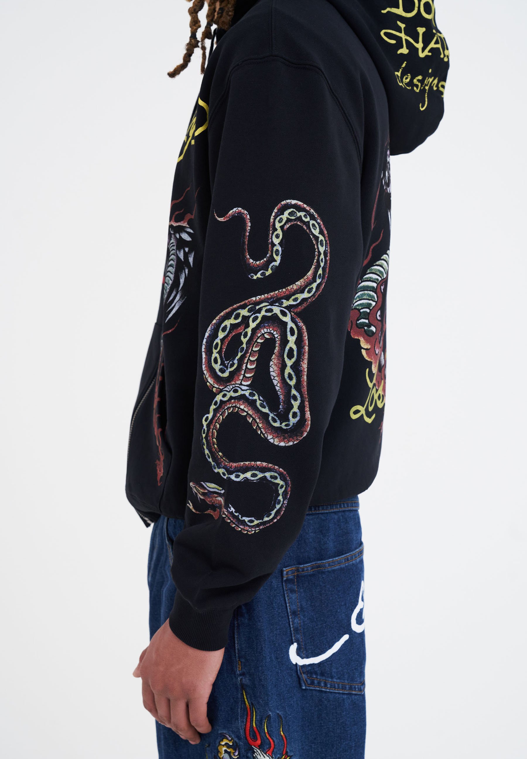 Ed Hardy DOUBLE HOODY - Zip-up sweatshirt - black - Zalando