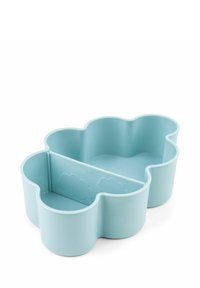 Sinine silikoonist pilvekujuline jagatud taldrik, millel on kaks sektsiooni ja kõrgendatud pilvetrükk jagaja peal.