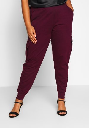 UTILITY POCKET HIGH WAISTED - Tracksuit bottoms - wine