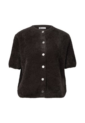 Street One, SHORT-SLEEVE CARDIGAN WITH A ROUND NECK AND BUTTONS - Gilet - black coffee
