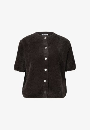 Street One, SHORT-SLEEVE CARDIGAN WITH A ROUND NECK AND BUTTONS - Gilet - black coffee