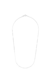 Collana in argento con un design elegante e sottile, chiusura a moschettone, superficie liscia e finitura lucida.