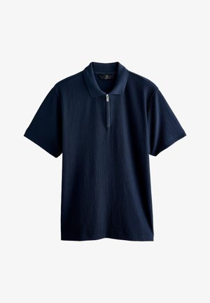 Next, REGULAR FIT - TEXTURED SMART ZIP NECK POLO SHIRT . - Poloshirts - navy blue