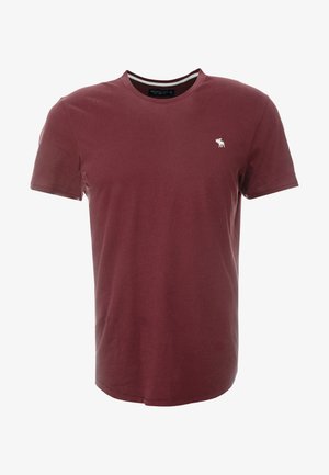 T-shirt bordeaux a maniche corte con collo girocollo e piccolo logo bianco di alce sul petto a sinistra.