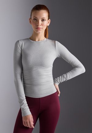 LONG SLEEVE TOP WITH SIDE RUCHING - Langarmshirt - mottled light grey