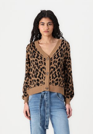 ONLVIENNA LEO CARDIGAN - Cardigan - toasted coconut/black