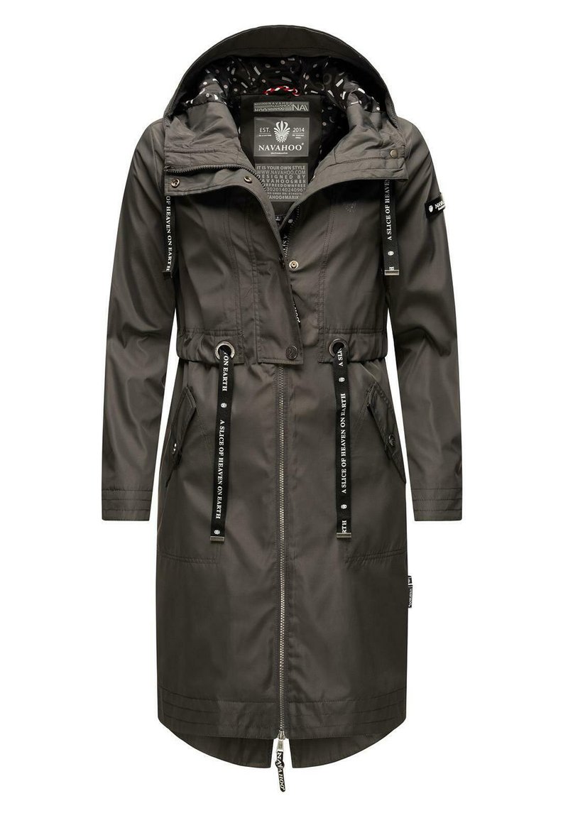 Navahoo Parka Leggero Da Donna Con Cappuccio Josinaa - Mezza Stagione, Grigio, Taglia S, Impermeabile, Con Lacci In Vita E Tasche