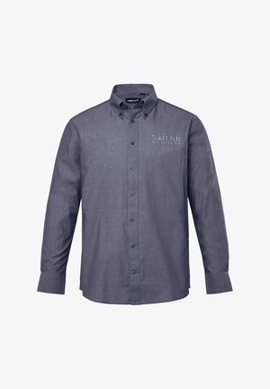 Langærmet knap-op skjorte i mørkegrå stof. Har en klassisk krave, forlommer og broderet 'SAILOR 63.261634' detalje.