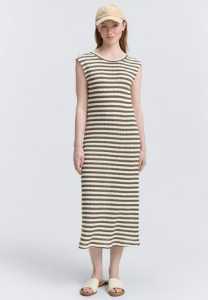 MIT NMUSTER - Jersey dress - olive white stripe
