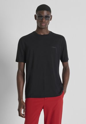 ROUND NECK REGULAR FIT ELASTIC WITH RUBBER INJECTION LOGO - T-shirt basic - black