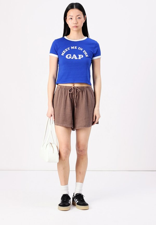 LOGO MEET ME CROP CREW - Print T-shirt - royal gem3