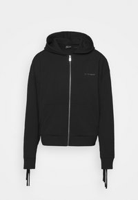 Sweat à capuche noir zippé avec poches à l'avant, manches longues et petit logo "C-CLIQUE" sur la poitrine.