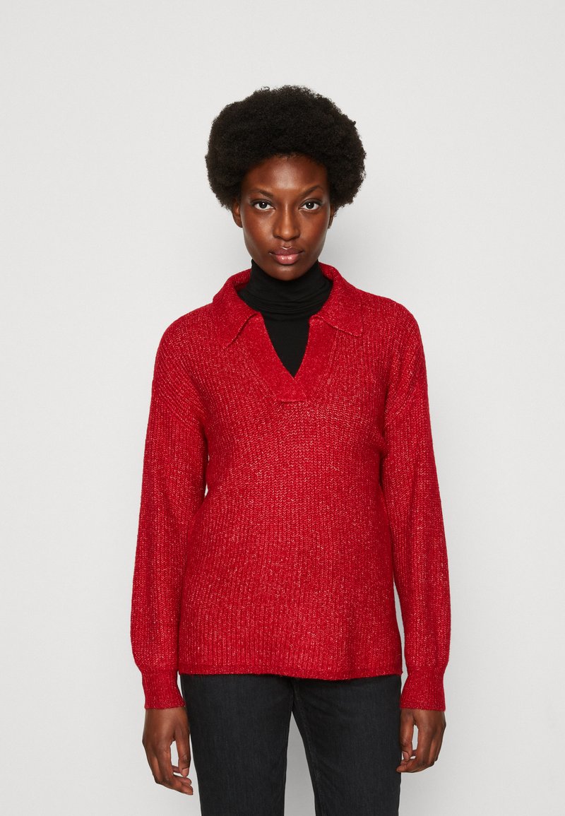 Marks & Spencer RIBBED OPEN COLLAR Pullover scarlet/rouge ZALANDO.FR