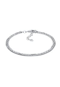 Silberarmband mit zwei ineinander verschlungenen Ketten in unterschiedlichen Gliedgrößen, einem Karabinerhaken und einer verstellbaren Kettenverlängerung.
