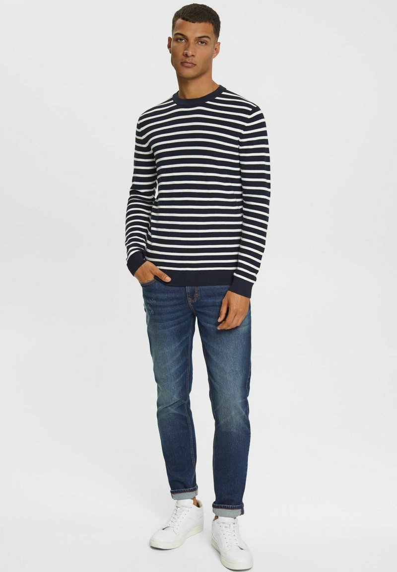 Esprit MIT STREIFEN - Jumper - navy/mottled dark blue - Zalando.co.uk Esprit MIT STREIFEN - Jumper - navy/mottled dark blue - Zalando.co.uk