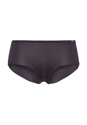 Dunkelviolette Hipster-Unterwäsche aus glattem, dehnbarem Stoff mit nahtlosen Kanten für bequemen Tragekomfort. Verfügt über ein kleines Logo-Detail an der Seite.