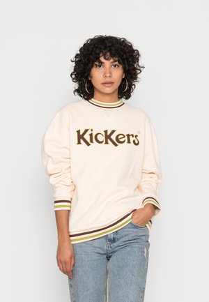 ECRU SWEAT WITH BROWN CHEST LOGO - Sweater - ecru