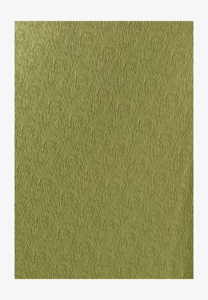 Textured fabric in muted olive green with a wavy pattern. The surface is rough and irregular, giving a tactile quality.
