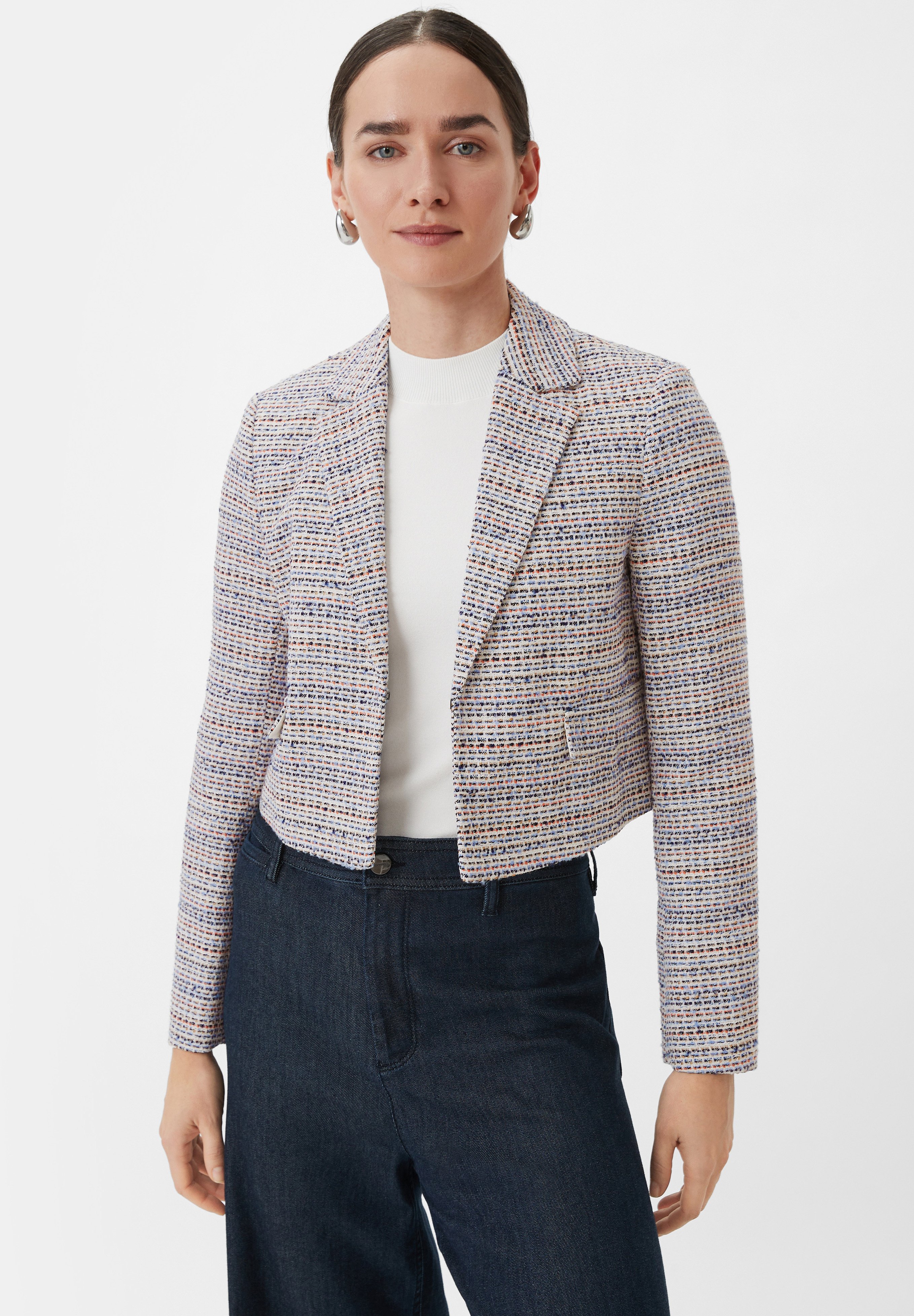 Blazer Femme Comma - Court En Viscose, Col à Revers, Une Poche - Taille Classique