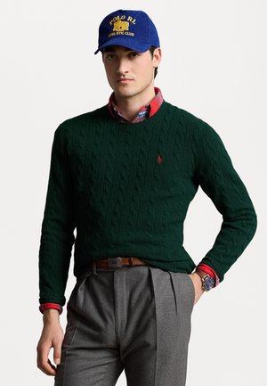CABLE-KNIT COTTON QUARTER-ZIP JUMPER - Strickpullover - hunt club green