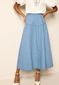 Next PANELLED - Maxi szoknya - mid blue