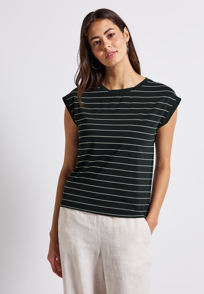 Street One - GESTREIFTES  - Print T-shirt - grün, Enlarge