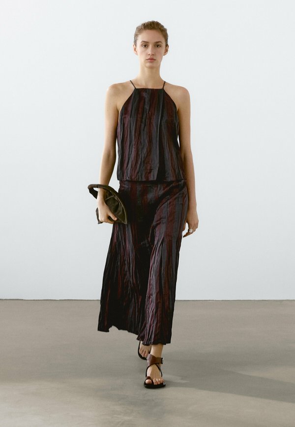 STRIPED FLOWING HALTER - Top - bordeaux3