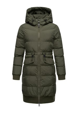 Roheline polsterdatud park, millel on kapuuts, tõmblukk ees, reguleeritav vöökoht ja kaks eesmist taskut. Omab soonikuid mansetid ja veidi kitsenevat äärt.