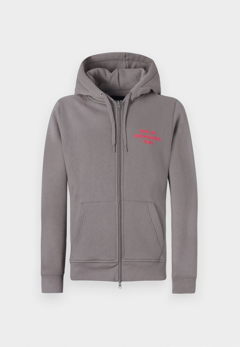 Replay Sweater met rits grijs