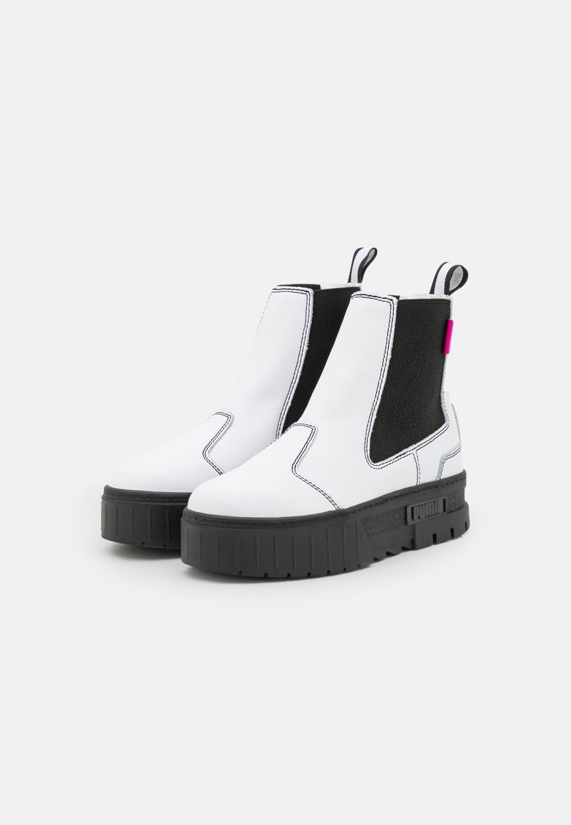Puma MAYZE CHELSEA POP - Kotníkové boty na platformě - white/black