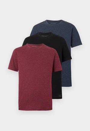 3 PACK - Βασικό μπλουζάκι - true black/mottled navy/mottled zinfandel