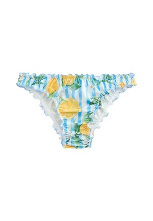 Bikini bottoms - white blue stripe lemon print