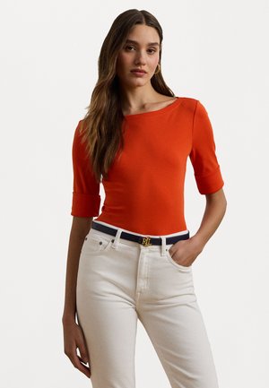 STRETCH COTTON BOATNECK TEE - T-shirt basic - orange