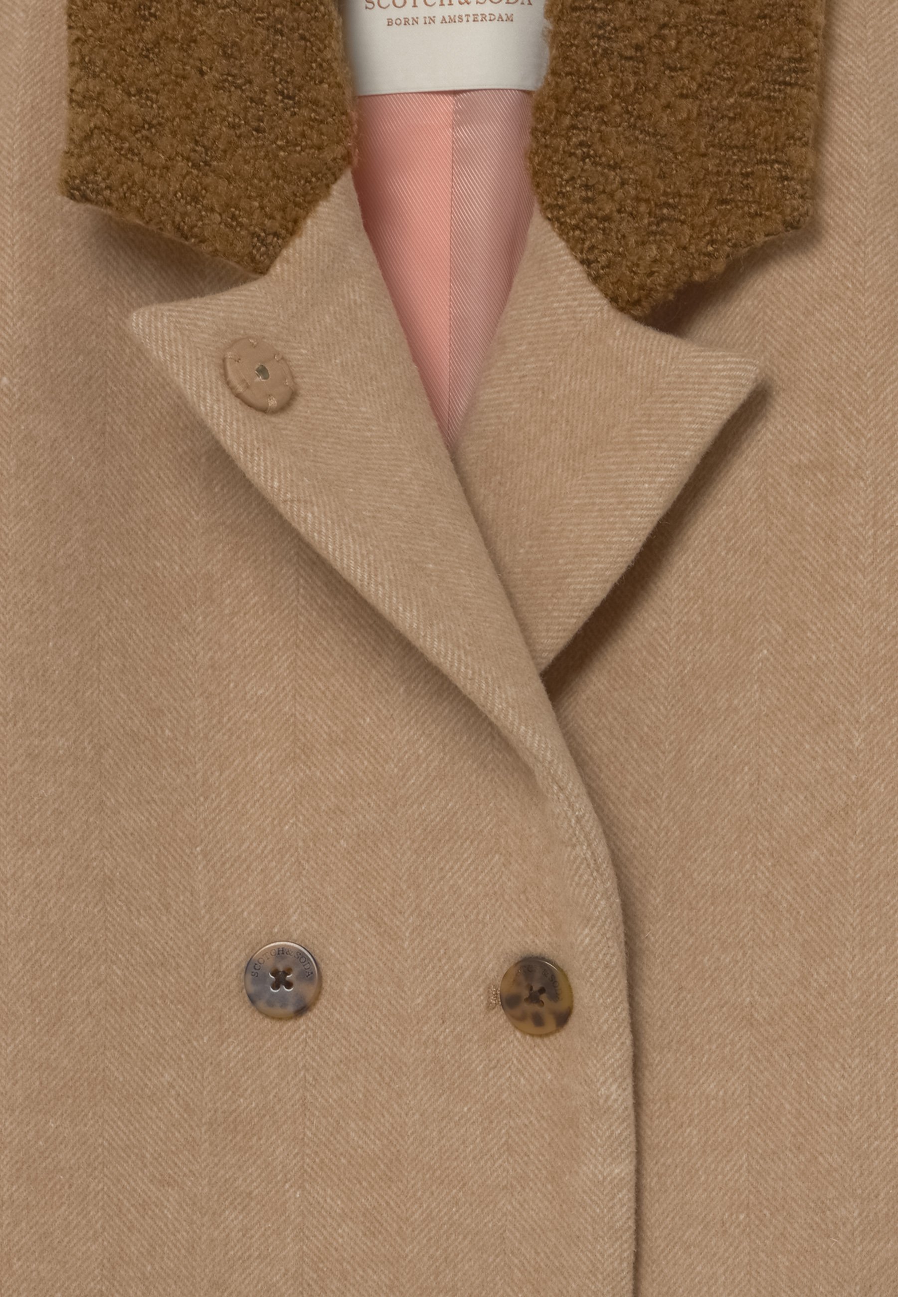 camel wool double breasted coat