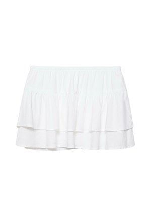 PULL&BEAR, RUFFLED MINI SKIRT - MINI SKIRT - Jupe trapèze - white