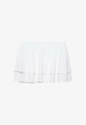 PULL&BEAR, RUFFLED MINI SKIRT - MINI SKIRT - A-Linien-Rock - white