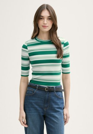 TOM TAILOR DENIM MIT STREIFENMUSTER - T-shirt imprimé - green mint stripe