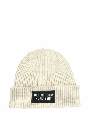 PATCH SPRUCH DER MIT DEM HUND GEHT LUSTIG MOONWORKS - Beanie - beige