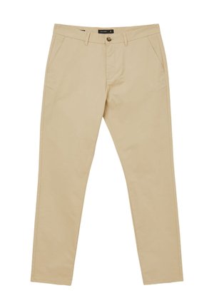 Chino khaki con taglio dritto, realizzati in tessuto di cotone. Caratterizzati da una chiusura con bottone, tasche anteriori e dettagli di cucitura discreti.