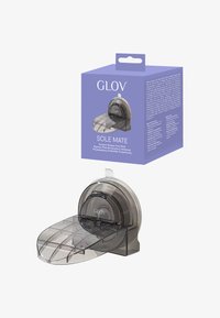 Sugefødder til bruser med sugekraft, med et transparent, røgt gråt plastdesign, en buet top, gittermønster og en flad bund for stabilitet.