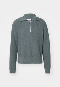 Weekday BLEND HALF ZIP TURTLENECK  - Strikkegenser - dark grey