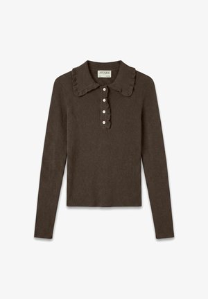 Vero Moda, KNITTED POLO NECK AWELLA KNIT POLO-SHIRT - T-shirt à manches longues - hot fudge