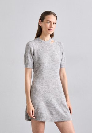 VERONA CUT DRESS - Strikket kjole - light grey melange