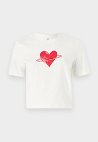 ONLVALLIE LIFE LOVE - T-shirt imprimé - cloud dancer