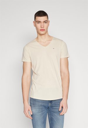 SLIM JASPER V NECK - Základné tričko - newsprint