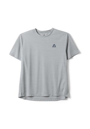 Lichtgrijs atletisch T-shirt met korte mouwen, ronde hals en een klein donkergrijs Altavia-logo op de linkerborst.