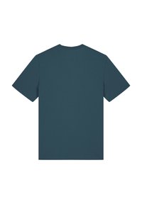 Teal T-Shirt mit kurzen Ärmeln aus weichem Material. Verfügt über einen Rundhalsausschnitt und eine einfarbige Gestaltung ohne Muster oder sichtbare Verzierungen.