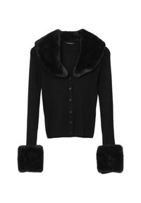COLLETTO E POLSINI EFFETTO - Cardigan - nero