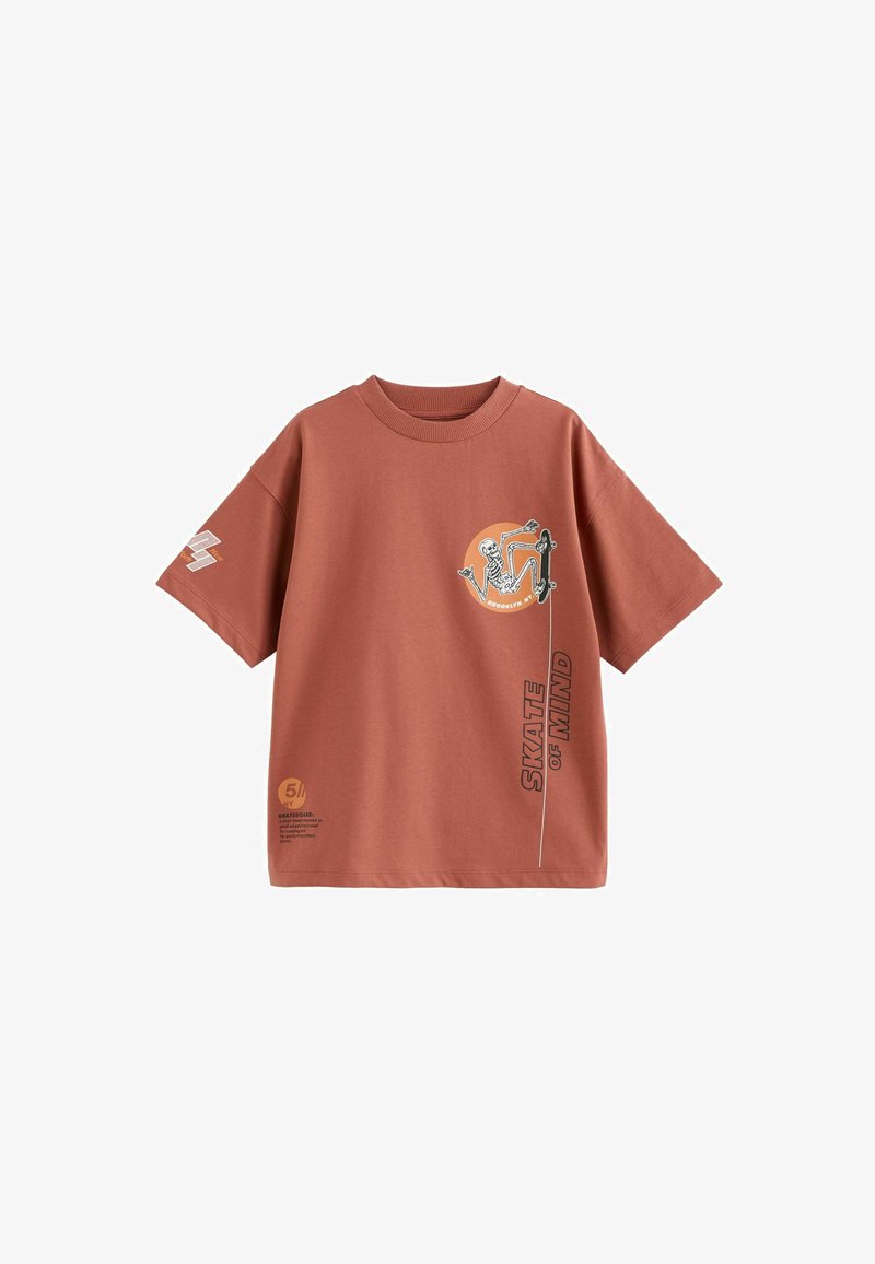 Next SHORT SLEEVE GRAPHIC STANDARD - T-Shirt print - rust brown skeleton